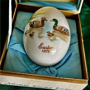 ⏰NWB~Beautiful Vintage Noritake Fifth Edition Bone China 1975 Easter Egg/Boxed